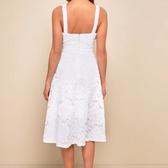 NWT Divine Beauty White Lace Midi Dress With Pockets Size Medium - Picture 5 of 16